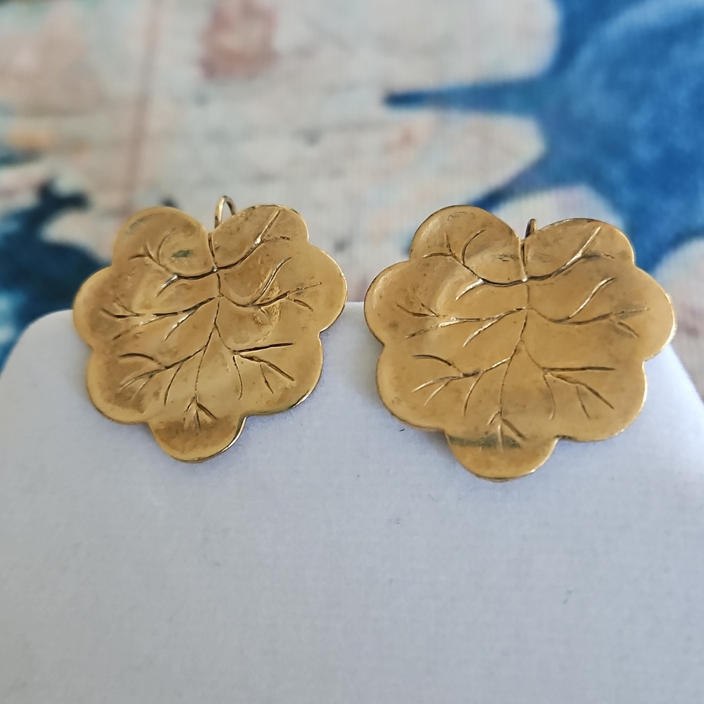 Goldtone Floral Leaf Earrings